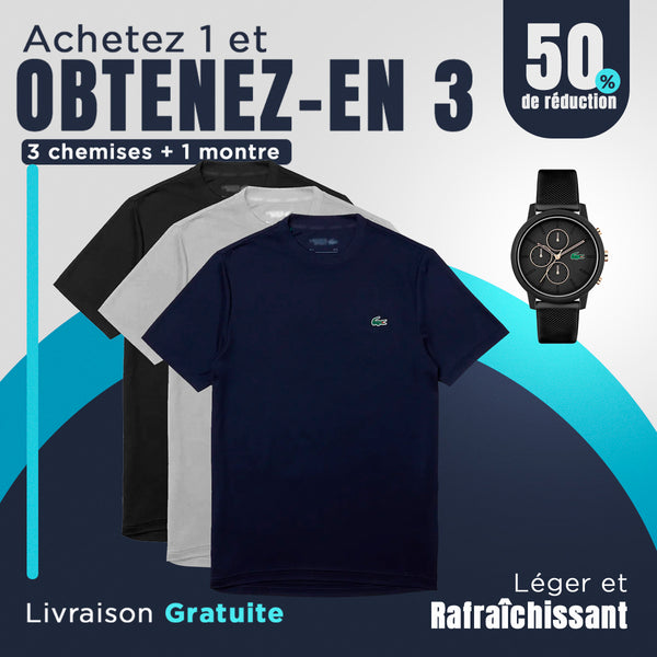 [ACHETEZ 1 PRENEZ 4] Kit de 3 T-shirts essentiels LCT + Montre LCT en cadeau